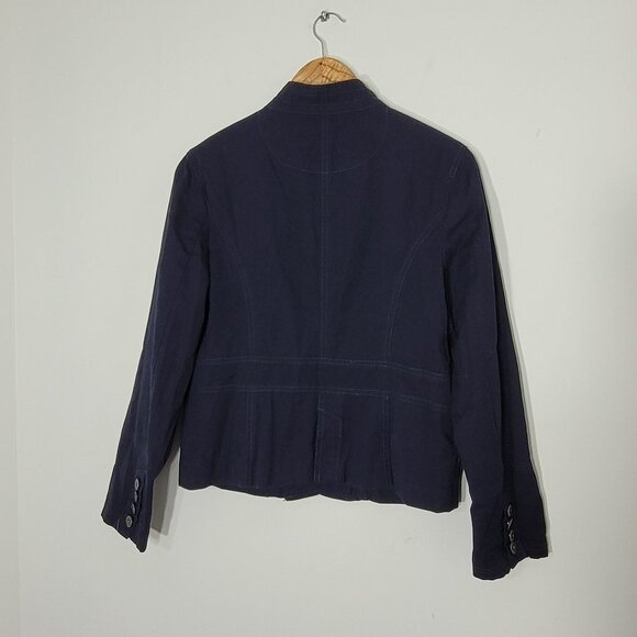Point Zero | Navy Blue Cotton Casual Button Down Jacket Mock Collar Size Large - Picture 5 of 8